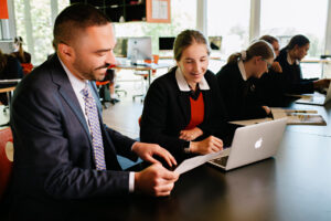 Fahan school teacher with students in classroom