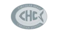 Circular head Christian school logo in grey
