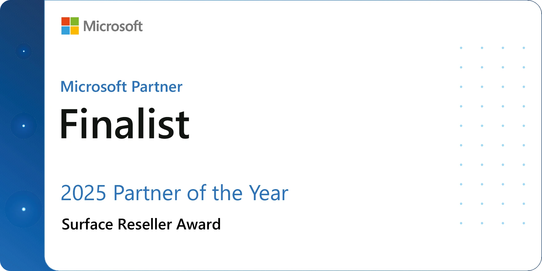 Microsoft Surface Reseller Partner of the Year finalist badge